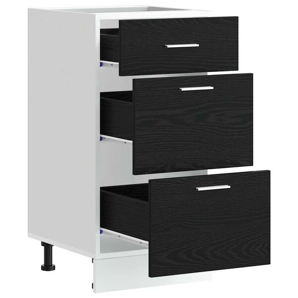 vidaXL Gabinete Base de Cocina con caj&oacute;n Roble Negro 40 x 46 x 81,5 cm