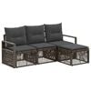 vidaXL Conjunto de sof&aacute;s de jard&iacute;n 4 uds. Gris rat&aacute;n sint&eacute;tico