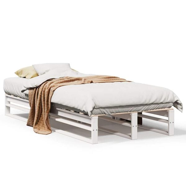 vidaXL Estructura de cama sin colchón madera maciza blanca 75x190 cm