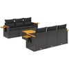 vidaXL Set de comedor de jard&iacute;n 7 pzas y cojines rat&aacute;n sint&eacute;tico negro