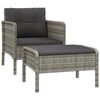 vidaXL Set de muebles de jard&iacute;n 2 pzas cojines rat&aacute;n sint&eacute;tico gris