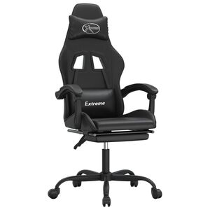 vidaXL Silla gaming con reposapi&eacute;s cuero sint&eacute;tico negro