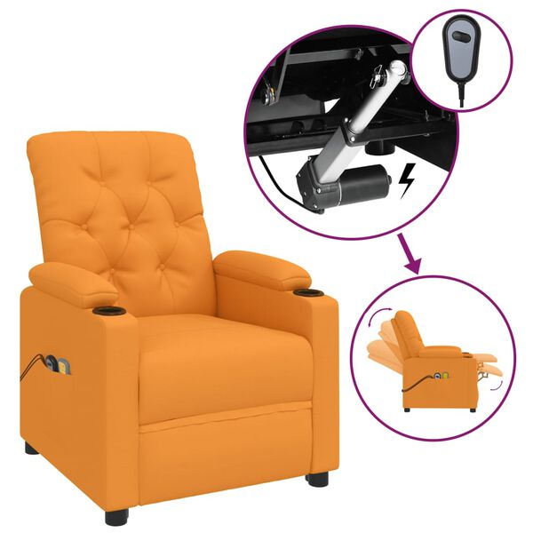 vidaXL Sillón de masaje eléctrico tela amarillo oscuro