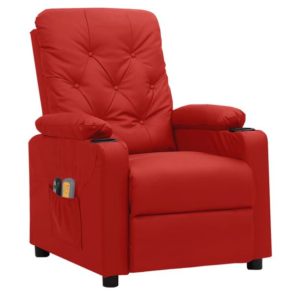 vidaXL Sill&oacute;n de masaje el&eacute;ctrico cuero sint&eacute;tico rojo tinto