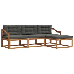 vidaXL Conjunto de sof&aacute;s de exterior 4 pcs Natural y Antracita