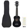 vidaXL Set de ukelele soprano con funda para ni&ntilde;os negro 23"