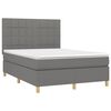 vidaXL Cama box spring colch&oacute;n y luces LED tela gris oscuro 140x190 cm