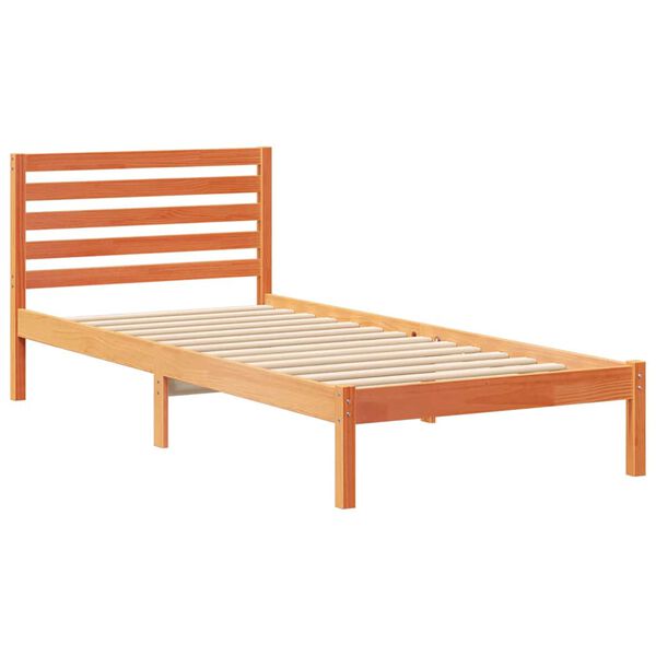 vidaXL Estructura de cama con cabecera Marrón cera 80 x 220 cm