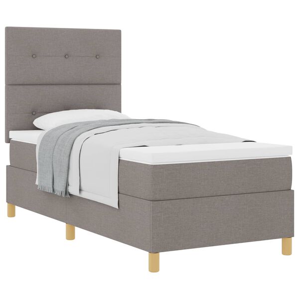 vidaXL Cama tipo Box Spring con colch&oacute;n Taup&eacute; 90 x 190 cm tela