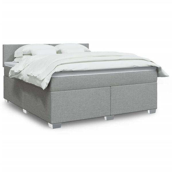 vidaXL Cama box spring con colch&oacute;n tela gris claro 180x200 cm