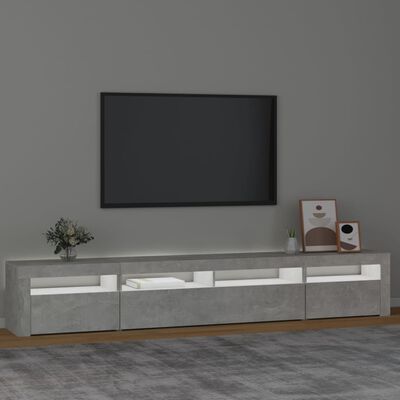 vidaXL Mueble de TV con luces LED gris hormigón 240x35x40 cm