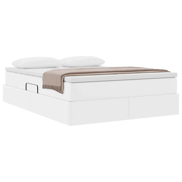 vidaXL Cama con almacenamiento y colch&oacute;n 140 x 190 cm Cuero sint&eacute;tico