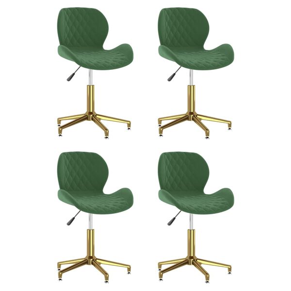 vidaXL Sillas de comedor giratorias 4 unidades terciopelo verde oscuro