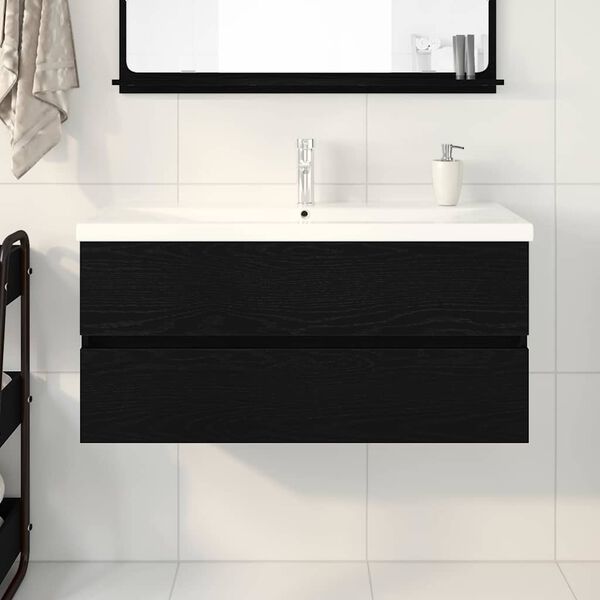 vidaXL Gabinete para Lavabo con puerta Roble negro 100 x 39 x 62 cm