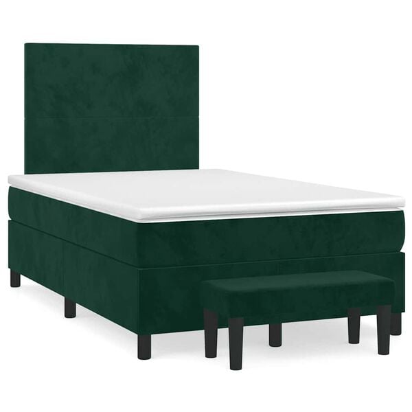 vidaXL Cama box spring con colch&oacute;n terciopelo verde oscuro 120x200 cm