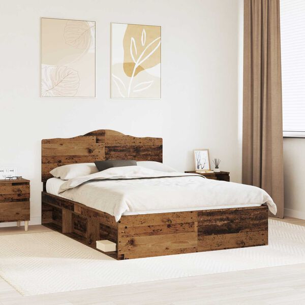 vidaXL Estructura de cama con cabecera Madera vieja 150 x 200 cm