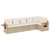 vidaXL Juego de sof&aacute;s jard&iacute;n con cojines 6 pzas rat&aacute;n sint&eacute;tico beige