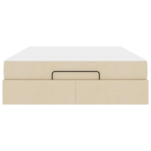 vidaXL Estructura de cama con colch&oacute;n con colch&oacute;n 2 pcs Crema tela