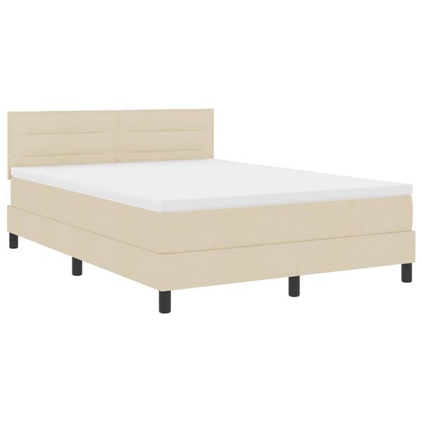 vidaXL Cama tipo Box Spring con colch&oacute;n Crema 140 x 200 cm tela