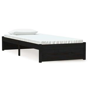 vidaXL Estructura de cama sin colch&oacute;n madera maciza negro 75x190 cm
