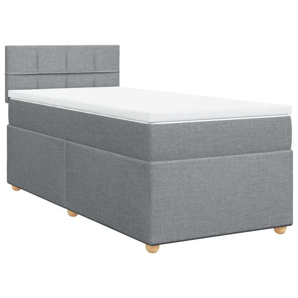 vidaXL Cama box spring con colch&oacute;n tela gris claro 80x200 cm