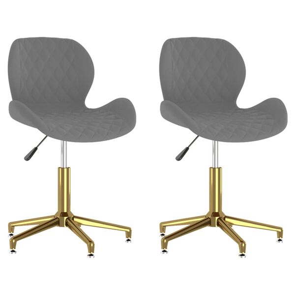 vidaXL Sillas de comedor giratorias 2 unidades terciopelo gris oscuro