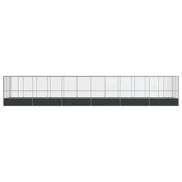 vidaXL Pajarera con extensi&oacute;n de acero color plateado 1246x207x212 cm