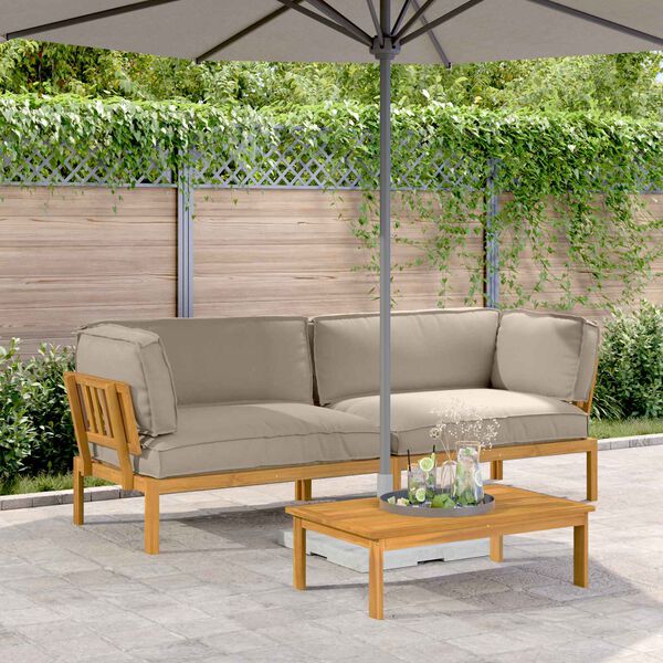 vidaXL Juego de Sof&aacute; con coj&iacute;n 2 pcs Taup&eacute; Madera de Acacia S&oacute;lida