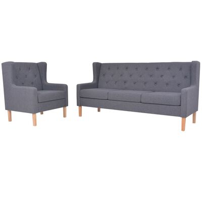 vidaXL Conjunto de sofás 2 piezas tela gris
