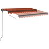 vidaXL Toldo manual retr&aacute;ctil con postes naranja y marr&oacute;n 3,5x2,5 m