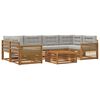 vidaXL Conjunto de sof&aacute;s de exterior 7 uds. Natural y Gris Claro