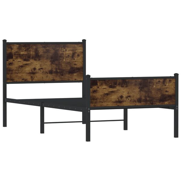 vidaXL Estructura de cama sin colch&oacute;n metal roble ahumado 80x200 cm