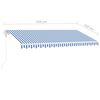 vidaXL Toldo autom&aacute;tico LED sensor de viento azul y blanco 450x350 cm