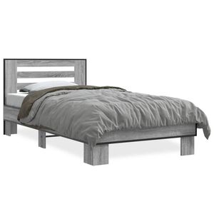 vidaXL Estructura cama madera ingenier&iacute;a metal gris Sonoma 100x200 cm