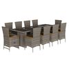 vidaXL Set de comedor de jard&iacute;n 11 pzas y cojines rat&aacute;n sint&eacute;tico gris