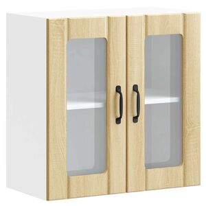 vidaXL Armario de cocina de pared con puerta de cristal "Lucca" de, roble Sonoma, madera de ingenier&iacute;a