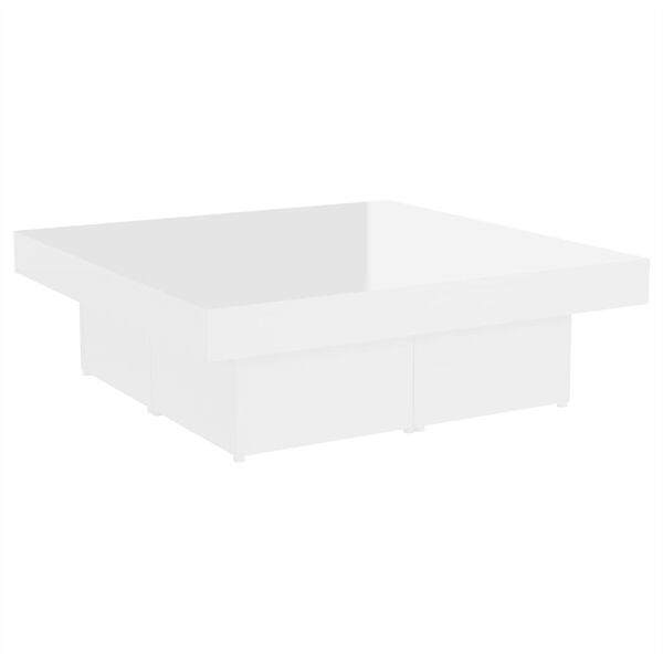 vidaXL Mesa de centro madera contrachapada blanco brillante 90x90x28cm