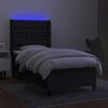 vidaXL Cama box spring colch&oacute;n y luces LED tela negro 90x190 cm
