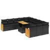 vidaXL Set de sof&aacute;s de jard&iacute;n 11 pzas y cojines rat&aacute;n sint&eacute;tico negro