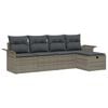 vidaXL Conjunto de sof&aacute;s de jard&iacute;n 5 uds. Gris rat&aacute;n sint&eacute;tico