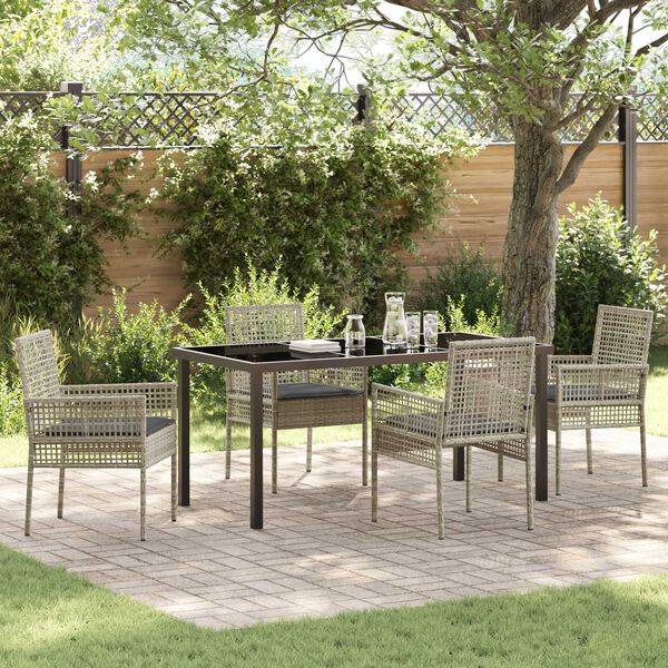 vidaXL Conjunto de Comedor de Jard&iacute;n 5 pcs Gris Claro rat&aacute;n sint&eacute;tico