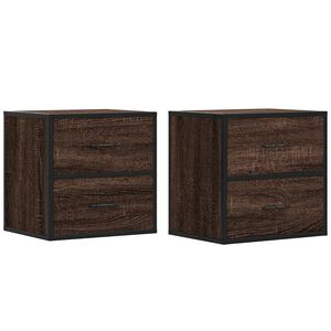 vidaXL Mesitas de noche pared 2 uds color roble marr&oacute;n 40x31x39,5 cm