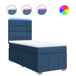 vidaXL Cama box spring con colch&oacute;n tela azul 100x200 cm