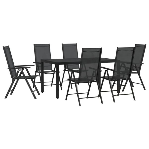 vidaXL Juego de comedor para jardín 7 piezas aluminio negro