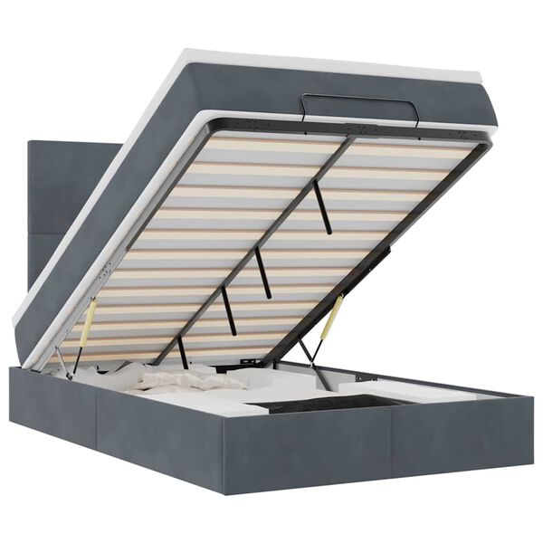 vidaXL Estructura de cama otomana colchones terciopelo gris oscuro