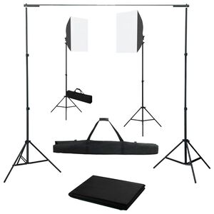 vidaXL Kit de estudio fotogr&aacute;fico con luces softbox y fondo