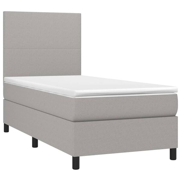 vidaXL Cama box spring con colch&oacute;n tela gris claro 80x200 cm