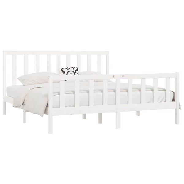 vidaXL Estructura de cama de madera maciza blanca 200x200 cm