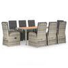 vidaXL Set comedor jard&iacute;n 9 pzas y cojines rat&aacute;n sint&eacute;tico gris