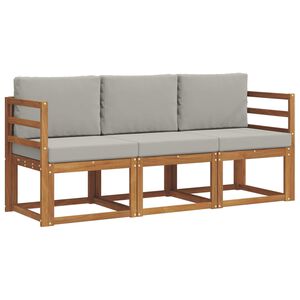 vidaXL Conjunto de sof&aacute;s de exterior 3 pcs Gris Natural y Claro